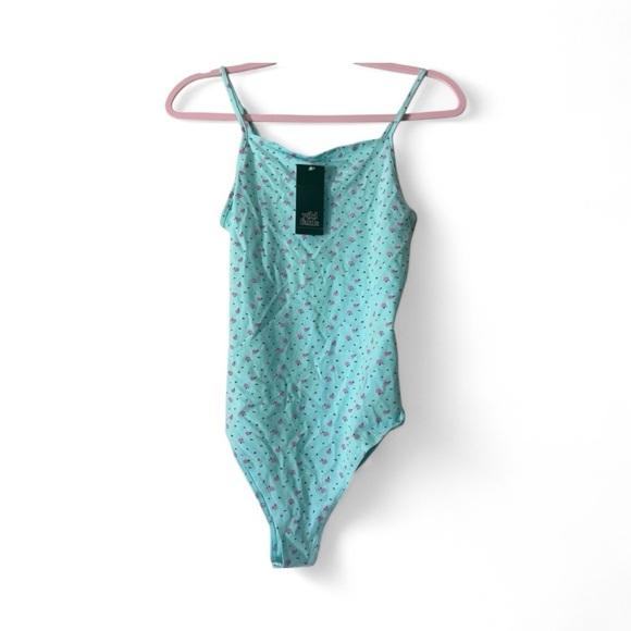 wild fable Tops - Wild Fable Teal Floral Bodysuit